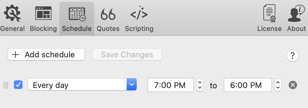 Focus Scheduling Configuration